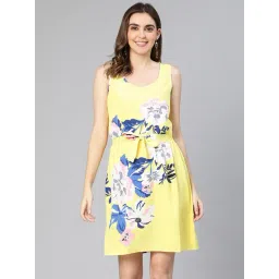 Oxolloxo Yellow Floral Print Wrap Dress-picture-39