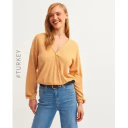 oxxo V-neck Pullover with Puff Sleeves-picture-14