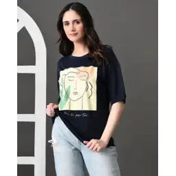 oyeebro Women Graphic Print Relaxed Fit Round-Neck T-Shirt-picture-50