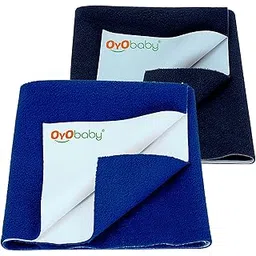 OYO BABY Extra Absorbent Waterproof Baby Dry Sheet Medium Size (100x70cm) – Pack of 2 – Quick Dry Sheet for Bed Protector, Soft & Breathable Royal Blue + Dark Blue-picture-31