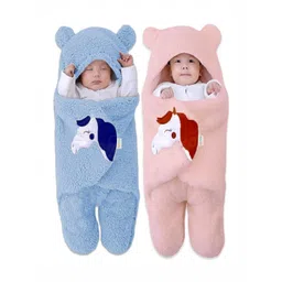 OyO Baby Blue & Pink 2 Pieces Fleece Heavy Winter 553 GSM Single Bed Blanket-picture-26