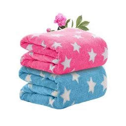 OyO Baby Blue & Pink 2 Pieces Fleece Mild Winter 553 GSM Single Bed Blankets-picture-41