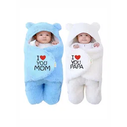 OyO Baby Infants Kids Blue and White Embroidered Baby Heavy Winter Blanket-picture-15