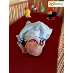 OyO Baby Infants Maroon 2 Pieces Water resistant Cotton Baby Bed Protector-picture-34
