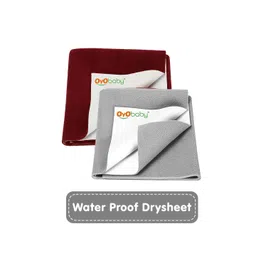 OyO Baby Infants Maroon & Grey 2 Pieces Cotton Baby Baby Bed Protector-picture-37