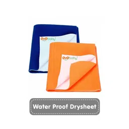 OyO Baby Infants Royal Blue & Orange Colored 2 Pieces Cotton Waterproof Bed Protector-picture-30