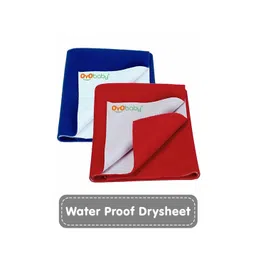 OyO Baby Infants Royal Blue & Red 2 Pieces Cotton Waterproof Bed Protector-picture-27