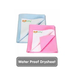 OyO Baby Infants Sky Blue & Pink 2 Pieces Cotton Waterproof Bed Protector-picture-26