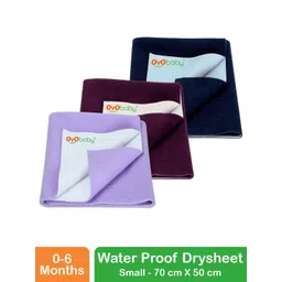 OyO Baby Kids 3 Pieces Blue & Purple Waterproof Cotton Baby Bed Protector-picture-35