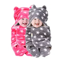 OyO Baby Pink 2 Pieces Fleece Mild Winter 553 GSM Single Bed Blankets-picture-30