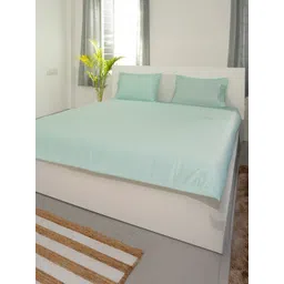 Oyvu Sea Green Cotton 300 TC Double Queen Fitted Bedsheet Set 1.98 m x 1.52 m-picture-24