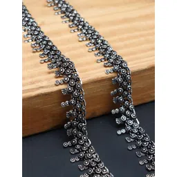 Ozanoo Silver-Plated Oxidised Adjustable Anklets-picture-12