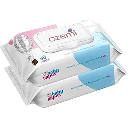 Ozemi Baby Wipes - 80 Pieces, (Pack of 2) 99.9% Water-Based with Aloe Extract, Gentle and Soothing Cleansing for Delicate Skin, Extra Thick, Plant Based Fabric-picture-12