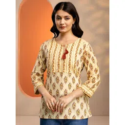 OZIA Ethnic Motifs Printed Pure Cotton Kurti-picture-25