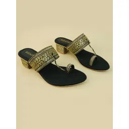 Ozuri Jute Kolhapuri Block Heel Sandals-picture-38