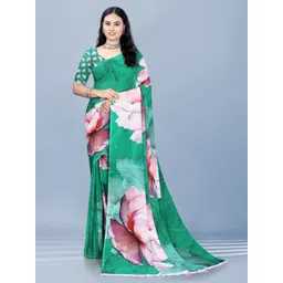 P D Silk Mills Floral Printed Pure Georgette Saree-picture-35