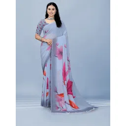 P D Silk Mills Floral Printed Pure Georgette Saree-picture-29