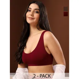 PAAVKI Women Pack of 2 Non-Padded Full Coverage Seamless Sports Bra-picture-41