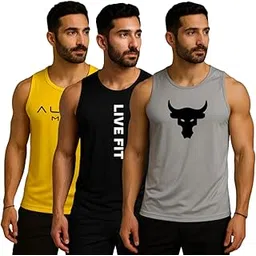 Pack of 2 Sando For Men Men’s Sleeveless Round Neck Vest – Pack of 2, Polyester Fabric, Quick Dry Gym & Casual Wear Gym Fit-picture-21