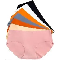 Pack of 3-Womens Cotton Ice Silk Seamless Panties Hipster Briefs Ladies Innerwear Medium Waist Soft and Breathable Random Color Seamless Panty Multicolor-picture-46