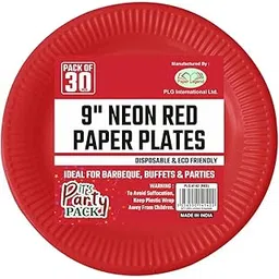 Pack of 30 – Round Paper Plates | 9 Inch Disposable Paper Plates | Red Paper Plate Eco-Friendly Plates for Birthday Parties, Picnics, BBQs & Events, Wedding, Cakes, Dessert, Snack, Fruits-picture-27