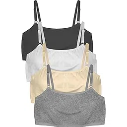 Pack of 4 Solid Beginner Bras for Girls/Kids: Half Slips & Camisoles-picture-29