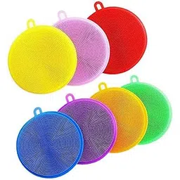 Pack of 7 Silicone Sponge Dish Brush Food Grade Bpa Free Reusable Rubber Sponges Dishwasher Safe&Dry Fast for Kitchen Dish Dishes Fruits Vegetables Washing&Cleaning-picture-21