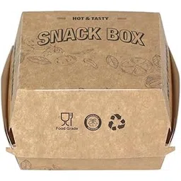 Pack2Eat Disposable Burger Box, Biodegradable Paper Medium Size, Eco-Friendly, Leak Proof And Grease Resistant Fast Food Boxes For Burgers, Fries, Snacks Lock-Able Boxes - Pack Of 50, White-picture-12