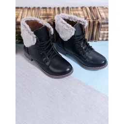 Padchin Women Block-Heeled Fur Accent Regular Boots-picture-28