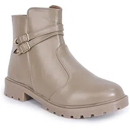 padchin Women Monk Strap Block Heeled Zipper Closure Boots-picture-17