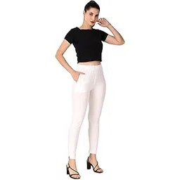padmakshi Women's 100% Cotton Fabric Regular Fit Kurti Pants with Mobile Phone Pocket for Casual, Formal and Everyday Wear, Free Size (2XL) - White-picture-11