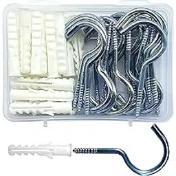 PADMAVATHI ENTERPRISES Carbon Steel Zinc Plated Screw in Hooks with Wall Rawl Plugs for Indoor and Outdoor Use - 75 mm (20+20=40 Pieces)-picture-14