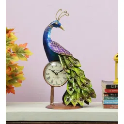 padmavati art creations Peacock Multicolour Metal Table Clock-picture-29