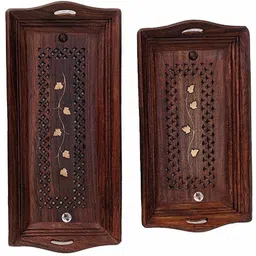 pahadi lala Best Quality Sheesam Wood Tea Coffee Serving Tray Set of 2 Tray-picture-10