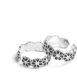 pahel - "the silver that shines" Vintage Oxidised Silver Floral Toe Rings Blooming Beauty Inspired-picture-11