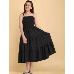 PaheliRani Girls Black Solid Fit & Flare Sleeveless Dress-picture-20