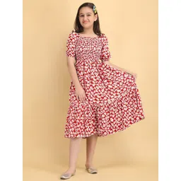 PaheliRani Girls Floral print Puff Sleeve Fit & Flare Dress-picture-53
