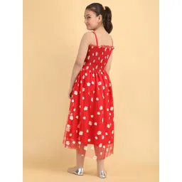 PaheliRani Girls Floral Printed Smocked Fit And Flare Midi Dress image 5