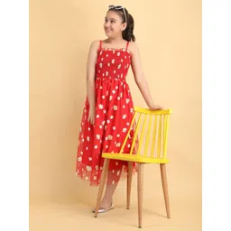 PaheliRani Girls Floral Printed Smocked Fit And Flare Midi Dress image 2