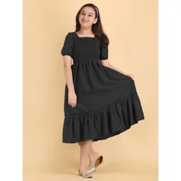 PaheliRani Puff Sleeve Crepe Formal Fit & Flare Dress-picture-47