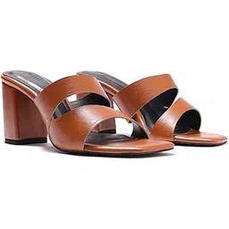 pair ie tales Women's Beige Block Heel Sandals Crisscross Strap Open-Toe Comfort Heels-picture-11