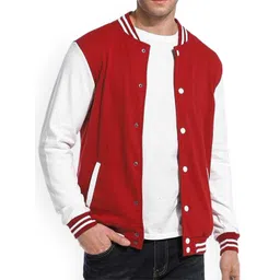 PAKLON Colourblocked Mock Collar Fleece Varsity Jacket-picture-23