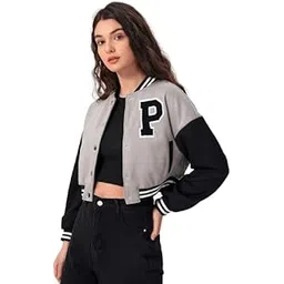 paklon Crop & Buttoned Down Bomber Jacket with Long Sleeve for Woman-picture-42