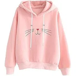 paklon Cute Cat Printed Fleece Hooded Neck Hoodie for Women-picture-14