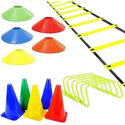PAL Sports Training Kit Combo 6 Inch Marker Cone Set of 6, 4 Inch Football Cone Set of 20, 6 Inches Hurdle Set of 4, 4 Meter Agility Ladder for Speed Training Fitness Drills Football Cricket-picture-17