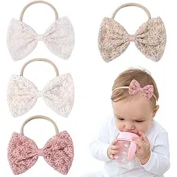 PALAY 4pcs Hair Bands for Baby Girls, Elastic Headbands With Embroidery Daisy Bows, Cute Handmade Accessories for Newborn Infant Toddlers, Multicolor Gift Set-picture-26