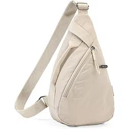 palay Chest Bag for Women Men Fashion Nylon Lightweight Shoulder Bag Front Back Sling Shoulder Bag Zipper Pouch Day Bag with Handle Casual Beige Chest Bag for Hiking, Work-picture-32