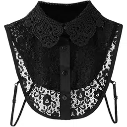 palay Fake Collar Shirts for Women White/Black Detachable Floral Lace Half Shirt Collar Blouse for Women Girls, Elegant False Dickey for Dress Tops-picture-27