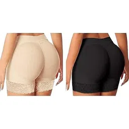 palay Hip Pads for Women Combo, High Waist Invisible Body Shaping Butt Lifter Panty Shorts, Padded Underwear, Enhancer for Slim Look, M, Beige & Black, 2 Pcs for Daily & Special Wear-picture-40