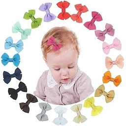 Palay Mini Hair Bow Grosgrain Ribbon Hair Bows With Alligator Bow Clips For Baby Girls Toddlers Kids, 20 Pieces Colors, Multicolour-picture-32